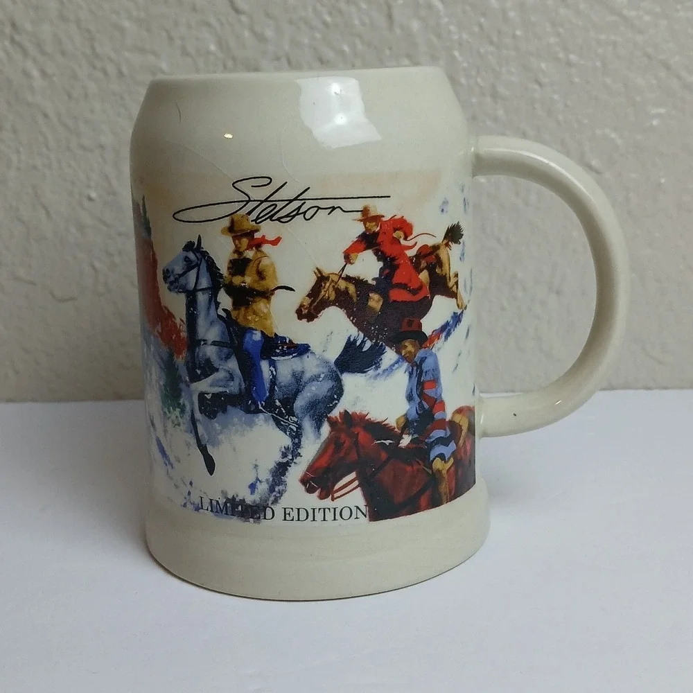 Stetson Limited Edition Western‎ Cowboy Horseback Riding Ceramic Beer Stein